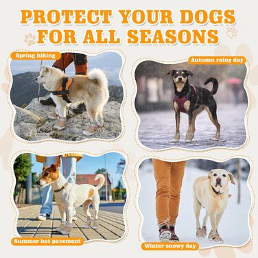 Зручні собачі черевики DcOaGt для великих собак: дихаючі, з антиковзким покриттям та світловідбиваючими смугами, захист лап від спеки, снігу та холоду. Розмір 6 (ширина лапи 6-7 см), 4 шт.