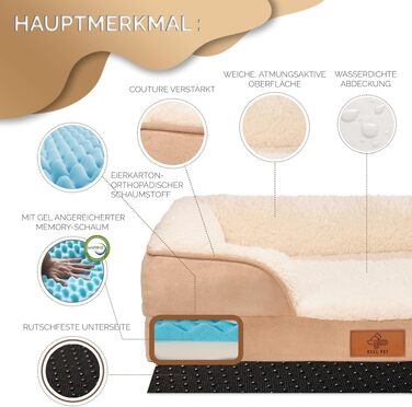 Ортопедичний лежак для собак, розмір S – теплий зимовий лежак з Memory Foam, знімний та пральний чохол, водонепроникний, зручний диванчик для маленьких собак