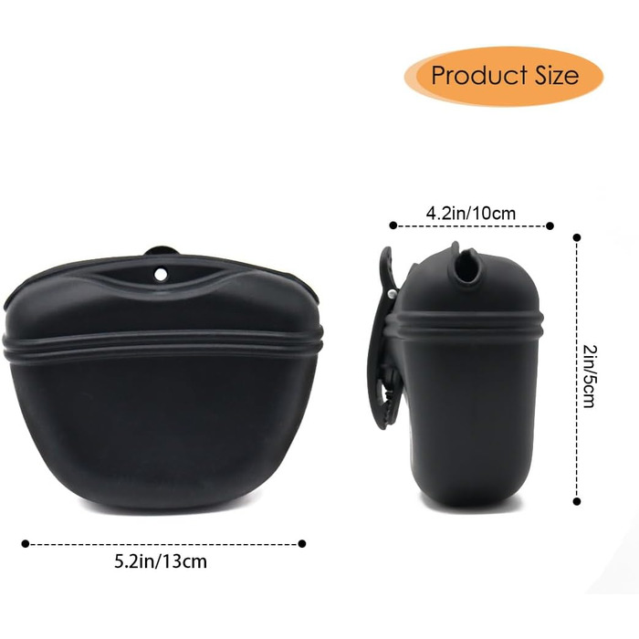 Силіконові мішечки для корму собак, магнітні - 1 шт, чорний колір