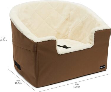 Підвищений автокрісло для тварин Amazon Basics, велике, 45,7 x 55,8 x 40,6 см (світло-коричневе)
