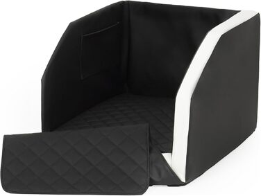 Автоматичне ліжко для собак у машину Velinda з ременем безпеки, 55x70 см, чорно-біле