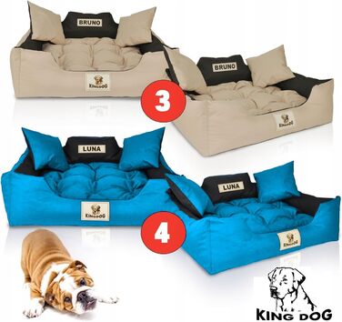 Лягушка для собак та котів KingDog з двома подушками, корзина для тварин, миється, водонепроникний PVC (100x75 см, темно-сірий)