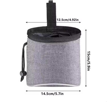 Сумка для тренувань з ласощами для собак, цуценят, сірого кольору. Містка сумка для прогулянок та збору екскрементів.