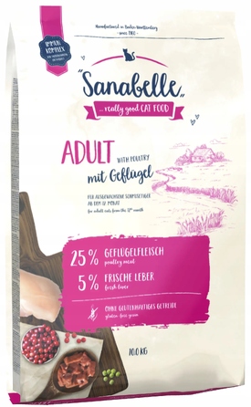 Беззерновий сухий корм для дорослих котів Sanabelle з печінкою, 10 кг