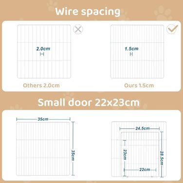 Клітка для кроликів та інших дрібних тварин EUGAD з дверцятами, розширювана, 142x72x36 см, міцний метал, проста збірка, білий колір