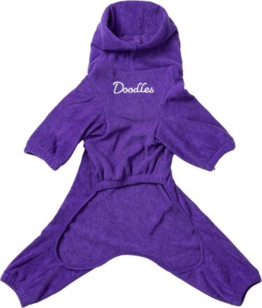Рушник для собак Mikki Doodes, для довгошерстих порід, мікрофібра, швидковисихаючий, поглинаючий, зменшує пухнастість, фіолетовий, S