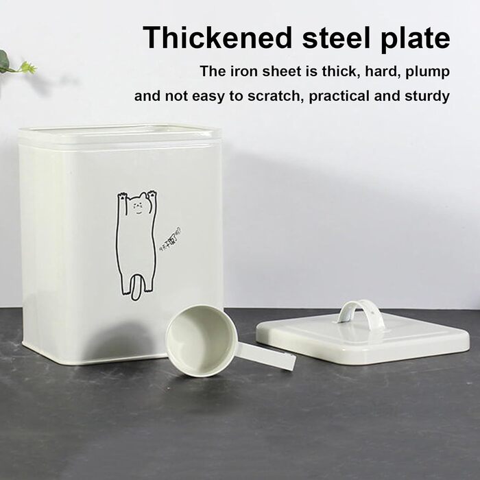 Контейнер для зберігання корму для тварин 5л з ложкою та кришкою | Декоративний контейнер для котячого корму, для собак, сухих кормів, ласощів, рису або борошна