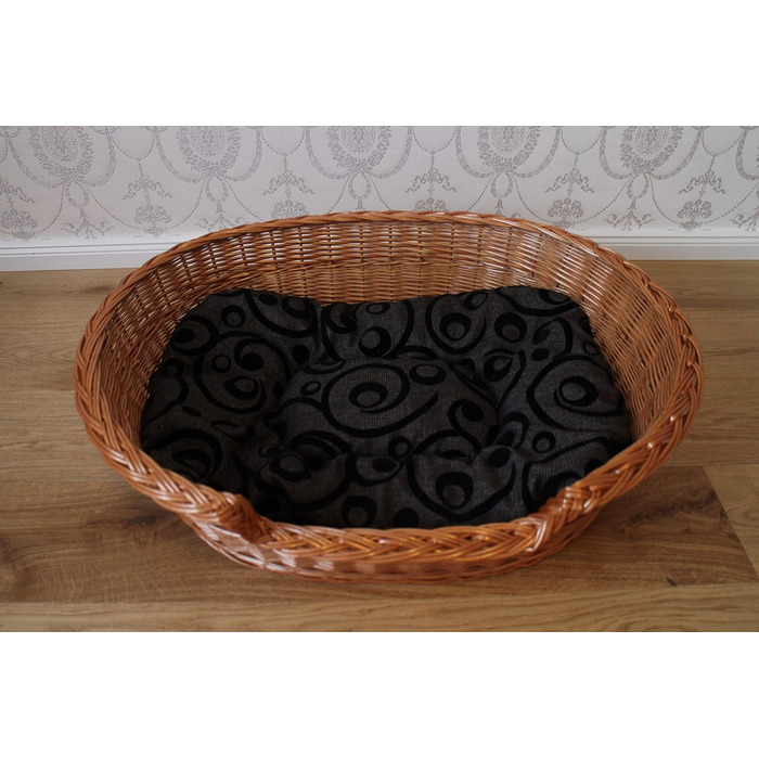 Ліжко для собак Marcus з входом з лози та подушкою, корзина для собак, ліжко для котів, корзинка для собак