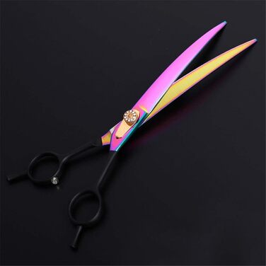 Професійна ножиця для стрижки собак Profi Hunde Haarschere, 8.0 дюймів, ефілююча ножиця, вигнута ножиця, гребінець для грумінгу, фіолетовий колір