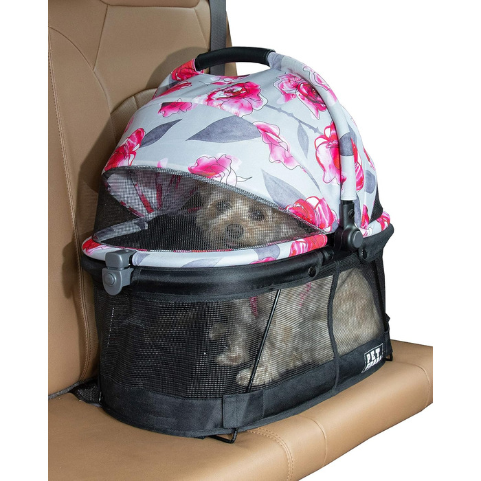 Переноска і автокрісло для маленьких собак і котів Pet Gear View 360 з сітчастою вентиляцією, квітковий принт