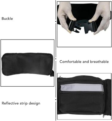Сумка для корму для собак, поясна сумка, бананка для тренувань, чорна, поліестер, з кишенями для ласощів
