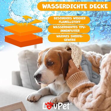 Lovpet® водонепроникна флісова ковдра для собак і котів 127x101 см, з 3 кісточками, для малих і середніх порід, двосторонній захист для дивана, сіра, машинне прання