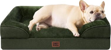 Ортопедичне ліжко для собак EHEYCIGA, 76x51 см, Memory Foam, середні породи, вологостійке, з високим бортиком, темно-зелене