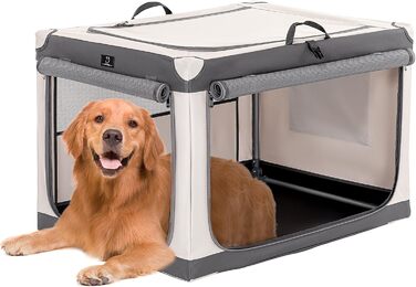 Складана переноска для великих собак A 4 Pet, легка м'яка транспортна клітка з алюмінієвим каркасом, сіра, розмір L, для дому та подорожей