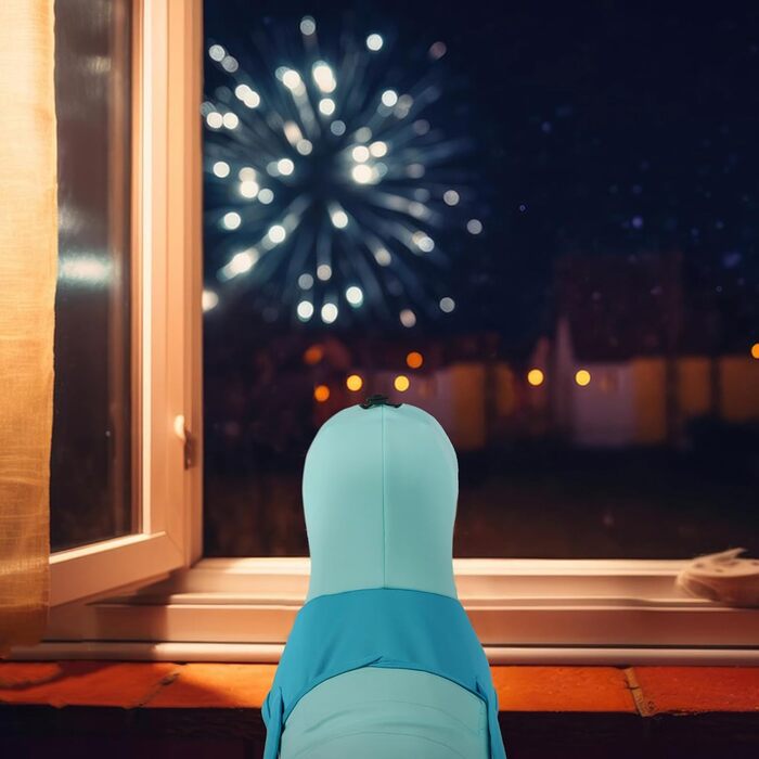 Подовжувач тривожності для собак Hoodie, теплий одяг для собак проти страху феєрверків, жилет для маленьких собак, антистресовий одяг з високим коміром, захист вух для собак, синій (XS)