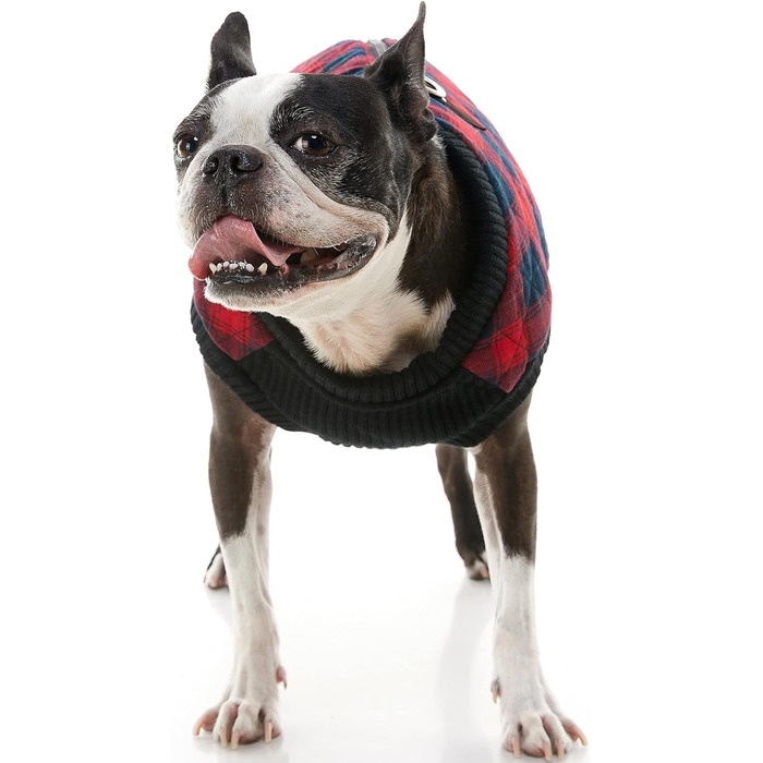 Жилет для собак Gooby Modische, степеневий, з еластичною зоною грудей, ромбовий візерунок, червоний у клітинку (L, M)