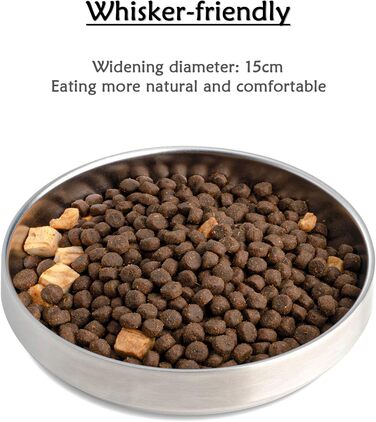 Миски для котів з нержавіючої сталі, широкі та плоскі (2 шт.), 15 см