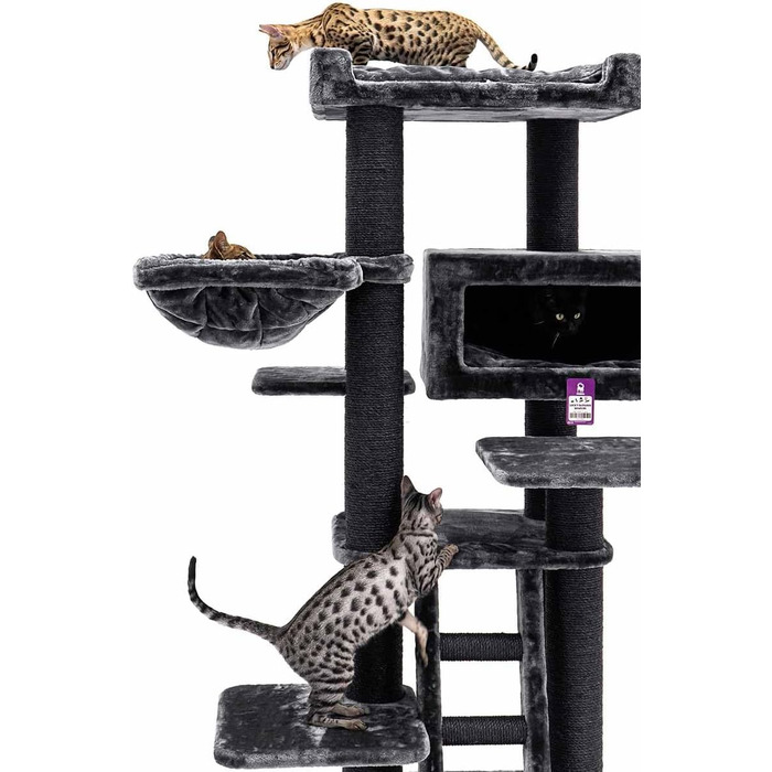 Дряпак для котів Petrebels Maine Coon, Estate, 170 см, XXL, чорний