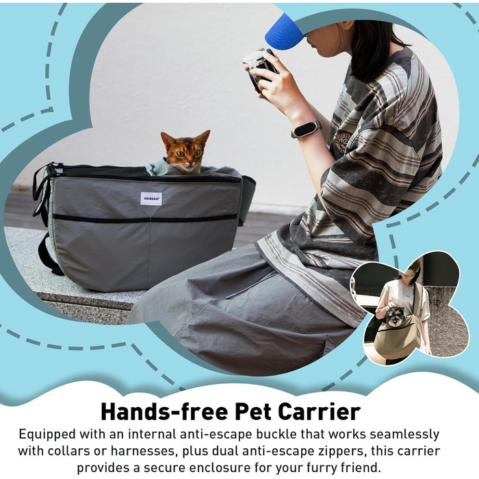 Трансформер для собак та котів Duuclume: переноска-сумка на плечі, сіра (до 6 кг)