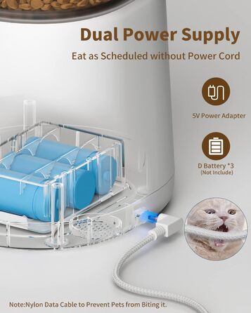 Автоматична годівниця для котів і собак Puppy Kitty, Wi-Fi 2.4 ГГц, розумна, з нержавіючою мискою для сухого корму, керування через додаток, голосові повідомлення, 1-10 порцій на день