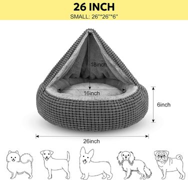 Кругла лежанка для собак та котів Siwa Mary з ортопедичним матрацом та м'якою підстилкою, 66 см, сірий колір