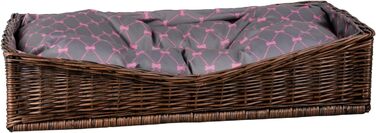 Корзина для собак та котів з плетеної лози, лежанка, 80x50 см, коричнево-сіра
