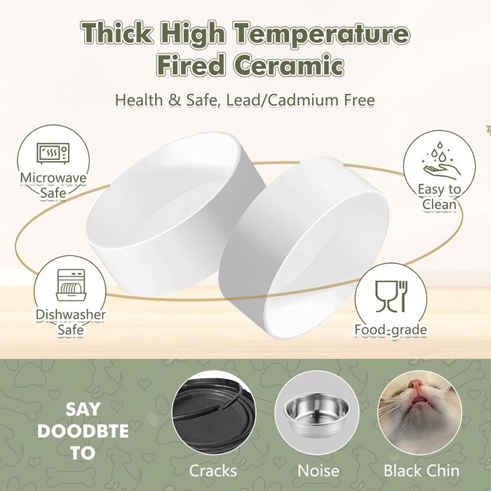 Керамічні годівниці для котів та собак, піднята платформа, набір мисок для їжі та води, антивикидування, годівниця для домашніх тварин