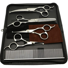 Набір професійних ножиць для грумінгу собак та котів, 4.5-6.5 дюймів, з безпечними закругленими кінцями, рожевий (чорний)