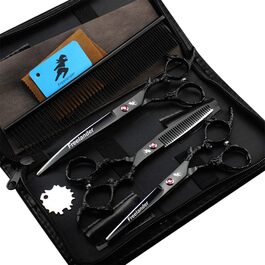 Набір професійних ножиць для грумінгу тварин Drachengriff: ножиці для собак та котів, витончені ножиці, розріджувачі, гребінець