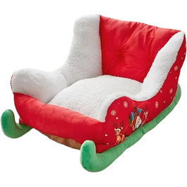 Ліжко для тварин у вигляді санча, 64x45x33 см. Зимове ліжко для собак, ліжко-санча для тварин, подушка-санча на Різдво. Для дому, балкону, внутрішнього та зовнішнього використання.