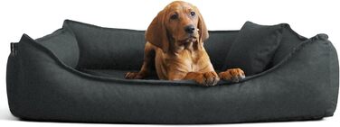 Ортопедичне ліжко для собак Tierlando® Donald, прямокутне, з матрацом з віскоеластичної піни, міцний оксфордський поліестер, антиковзаюча підкладка, 100x75 см, графіт