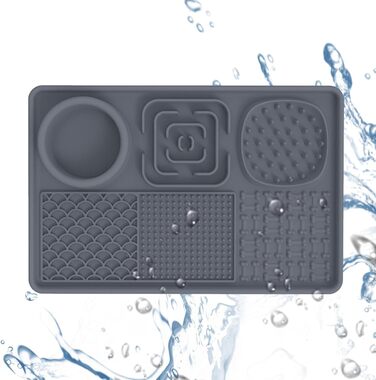 Килимок для собак і котів з силікону з присосками, антипригарний, для ласощів, сірий