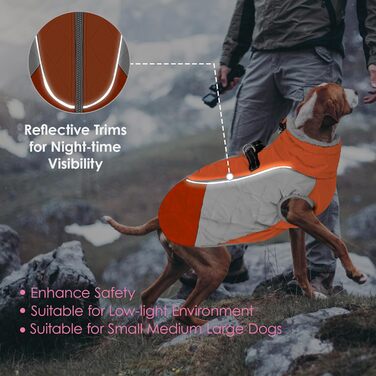 Тепла куртка для собак AOFITEE, водонепроникна, флісова, з відбивачами, для маленьких собак, зимова, з коміром-гетром