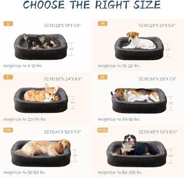 Ортопедичне ліжко для собак середніх порід, собаче ліжко з високощільним пінопластом, для вольєру, з чотирибічною підтримкою шиї, знімний, пральний чохол, неслизьке дно, 91x61x16 см, темно-сірий
