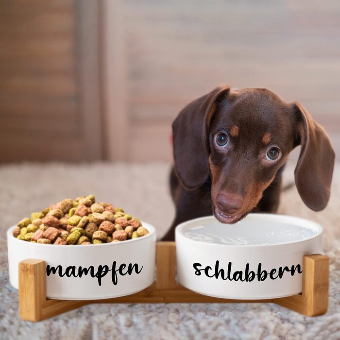 Набір мисок для собак та котів з кераміки, 2 шт по 500 мл, з підставкою | Миски для корму та води