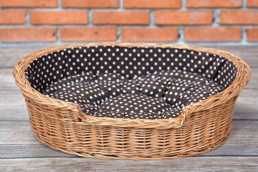 Корзина для собак та котів з плетеної лози e-wicker24, 75x75 см, з подушкою