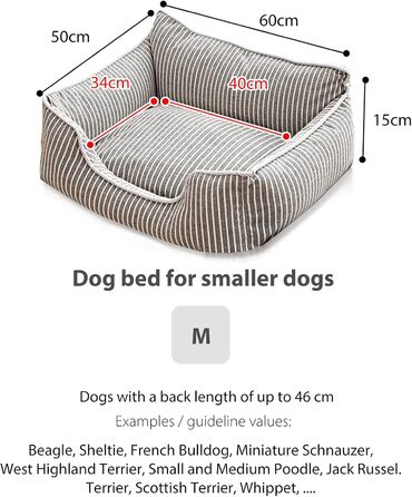 Ортопедичне ліжко для собак Petcute Hautierbett, зручне та миюче, для маленьких собак, знімний чохол (M, сірий)