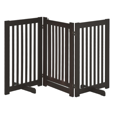 PawHut Door Gate Barrier Окремо стоячий для собак, регульований і складний, дерево темно-коричневий, безпечний захист для вашого будинку