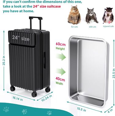 IKITCHEN Великий лоток для котів з нержавіючої сталі (50x35x20 см), туалет для котів та кроликів, без запаху, без плям, антикорозійний, з гладкою поверхнею та антиковзким гумовим дном