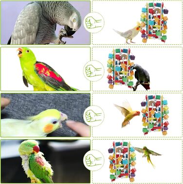 Іграшка для папуги MQUPIN: дерев'яні блоки для жування, 56 см, для Африканського сірого папуги, M-11 inches