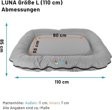 Ортопедичне собаче ліжко для відпочинку на вулиці Luna: 70x55 см, 60°C, Vicochaum, для маленьких собак (L, сірий)