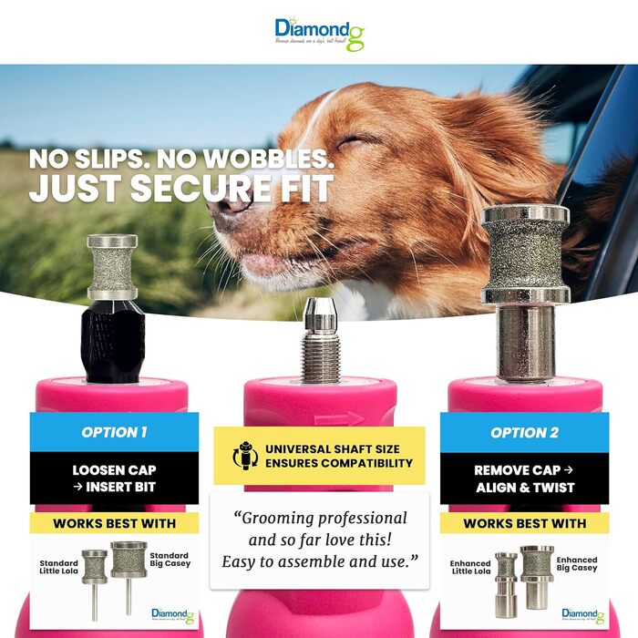 Шліфувальний інструмент для собак Diamondg, бездротовий, 8V, Li-Ion, з підсвічуванням, рожевий