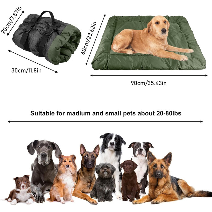 Водонепроникний килимок для собак 90 x 60 см, зручна подорожня ковдра для собак та котів, миється, підходить для подорожей, кемпінгу, авто та дому (зелений)