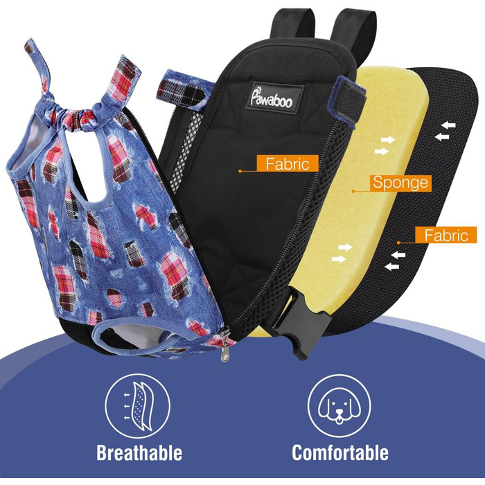 Pawaboo Рюкзак-переноска для тварин, регульований, для собак та котів середніх розмірів (Denim Blue, S)