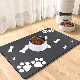 Підкладка під миску для собак та котів, чорна, 40x60 см: нековзна, швидковисихаюча, легко миється