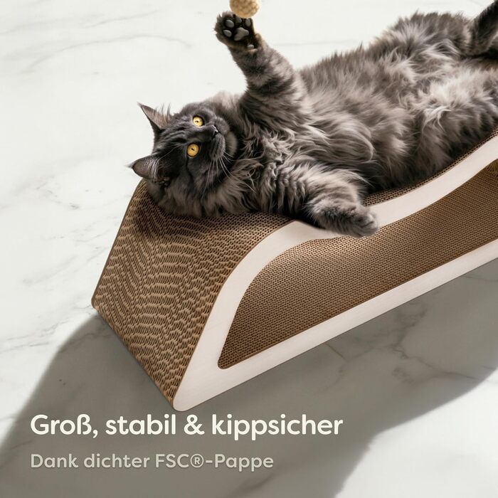 Кігтеточка для котів 3 в 1 XXL, 75 см – Міцна картонна поверхня для догляду за кігтями – До 2 років використання – Економія місця – Захист диванів та меблів (Cloud) (Білий)