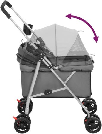 Складаний візок для собак vidaXL 76x50x100 см, сірий, оксфордська тканина, собачий візок-трансформер