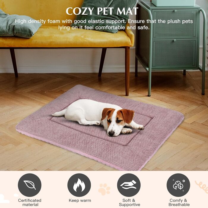 Лежанка для собак, миється, м'яка подушка для собак, двостороння тепла лежанка для маленьких, середніх та великих собак XZ016 (Рожева, L 100 x B 80 x H 4 см)