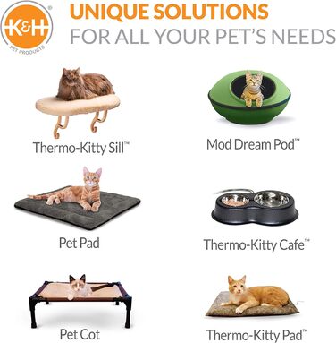 K&H Pet Products Термобудиночок для котів, утеплений, водонепроникний, з підігрівом, для вулиці, знімний чохол, безпечний, малий, 53,3×35,6×33 см, сірий