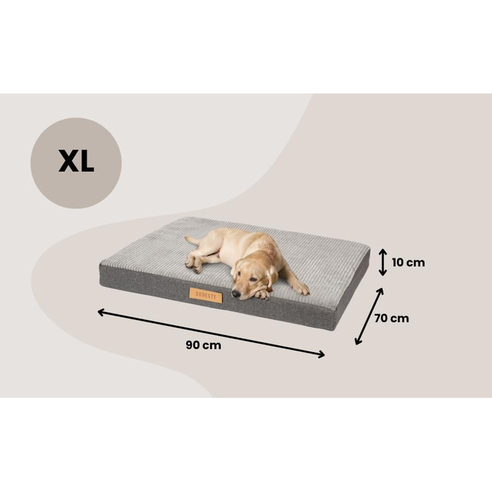 Ортопедичне велике ліжко для собак, подушка для собак, матрац для собак з пральною наволочкою, щадяще для суглобів, собаче ліжко/матрац з можливістю гравіювання імені (сірий, L 90 см x W 70 см x H 10 см)